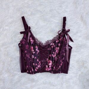 Victoria’s Secret Floral Lace Corset Top with Bows